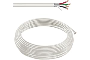 Custom Cable Connection 22 AWG 4 Conductor Stranded Shielded Plenum Cable White CL3P Jacket for Security/Alarm/Access Control/Sound - 100 Foot Roll in a Bag