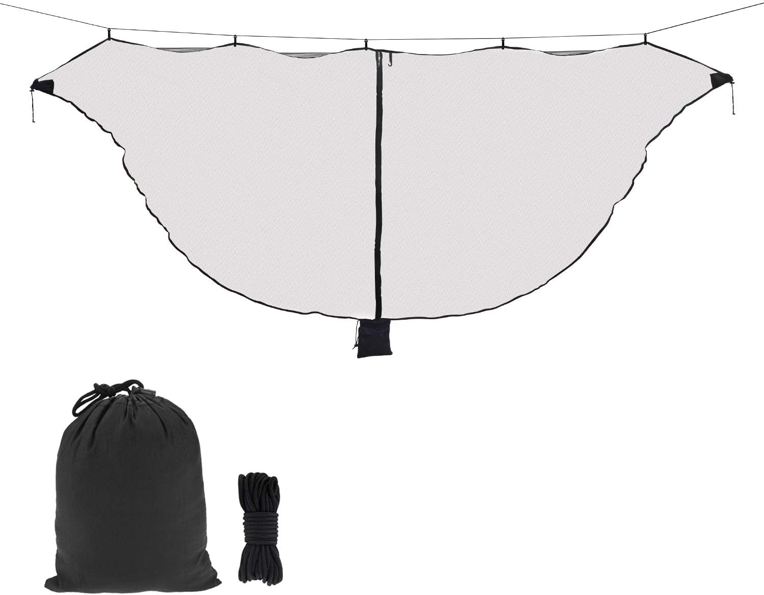Hammock Net Camping Net Fits for All Camping Hammocks, Polyester Netting for 360 Degree Protection and Double Sided Zipper for Easy Access: Sports & Outdoors