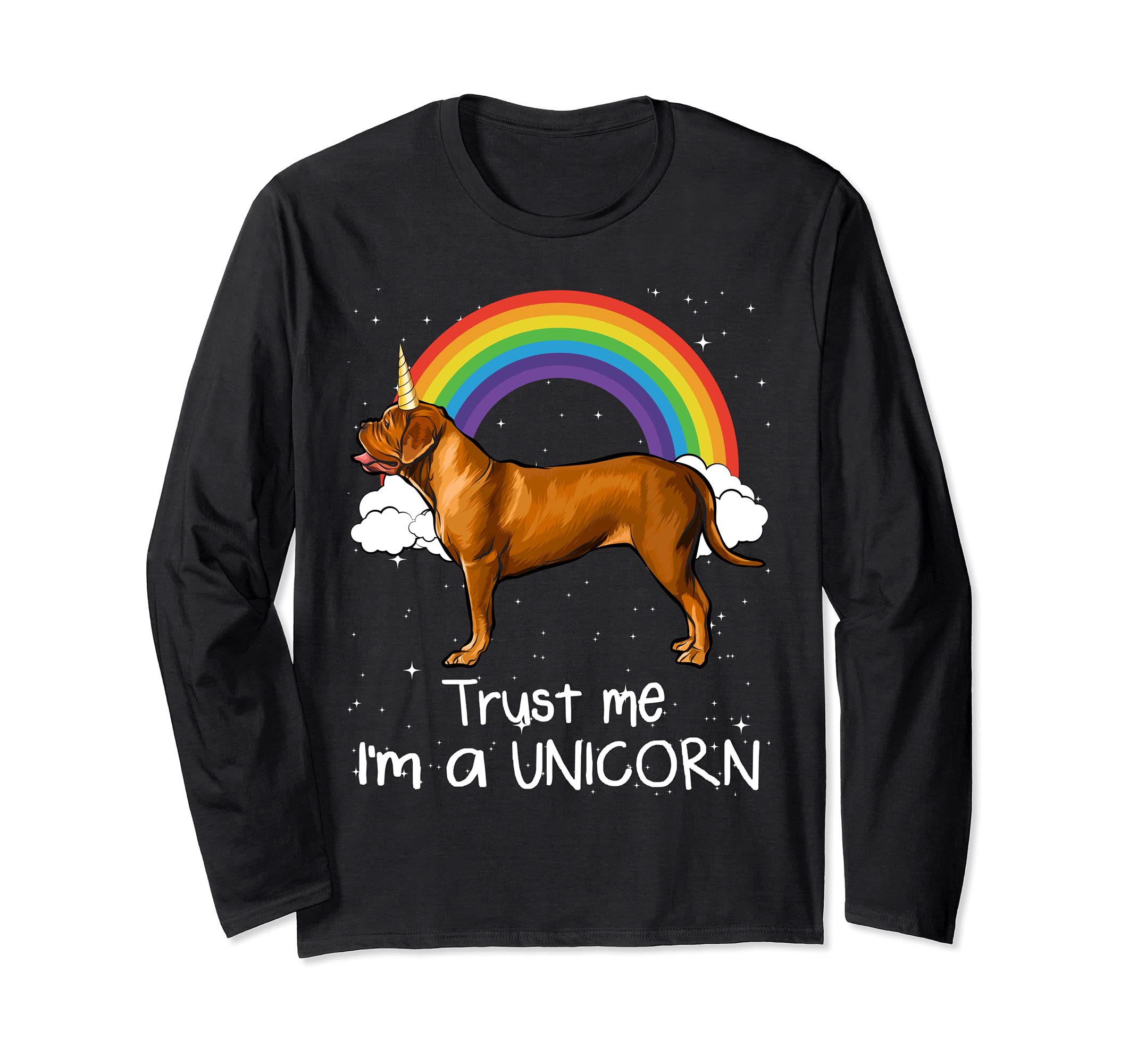 Rainbow Dogues de Bordeaux Trust Me I'm A Unicorn Dog Long Sleeve T-Shirt