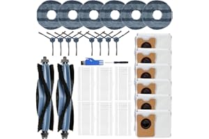 MIXEAL 30 Pack Vacuum Replacement Kits for Eufy Omni C20 Robot Cleaner Accessories, 2 Main Brushes + 6 HEPA Filters 6 Mop Pad