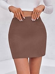 Wenrine Womens Mini Skirt High Waisted Basic Casual