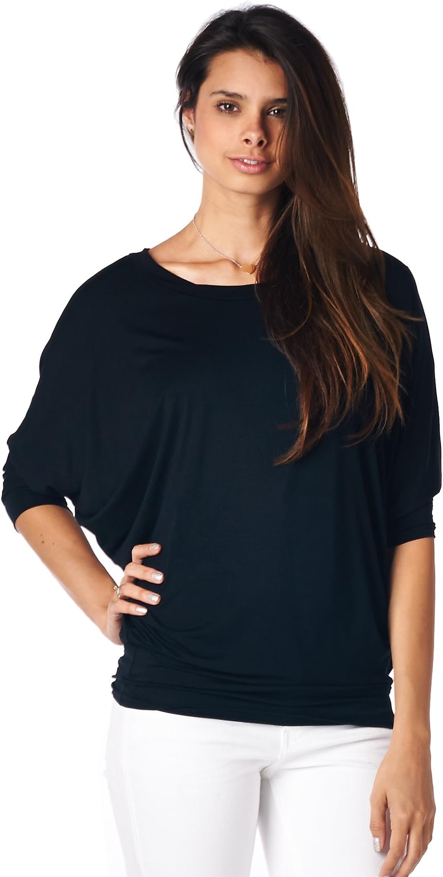 Jubilee Couture Women's Color Dolman 3/4 Sleeve Pullover Tee Shirt Top Blouse