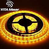 YITAMOTOR Yellow Amber 12V DC Flexible LED Strip Lights, 16.4ft/5m LED Light Strips, 300 Units 3528 LEDs, waterproof IP 65 Lighting Strips, LED Tape