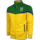Icon Sports Men's Brasil Track Jacket, Brazil Full Zip Outdoor Soccer Jacket