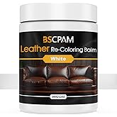 BSCPAM White Leather Recoloring Balm, 12oz Leather Color Restorer for Couches, Leather Repair Kit for Furniture, Leather Dye for Leather Fade, Leather Repair Restore car seat