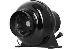 iPower 4 Inch 195 CFM Inline Duct Grow Tent Air Vent Exhaust Booster Blower for Hydroponic Ventilation Circulation, Attic, HVAC, Basements or Kitchens, Low Noise, 4'' Fan Quiet, New, Black