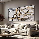 Large Framed Canvas Wall Art Gold Foil Prints Art Abstract Wall Pictures for Bedroom Dining Room Black Line Art 29"x 58" Gallery Wall Decor