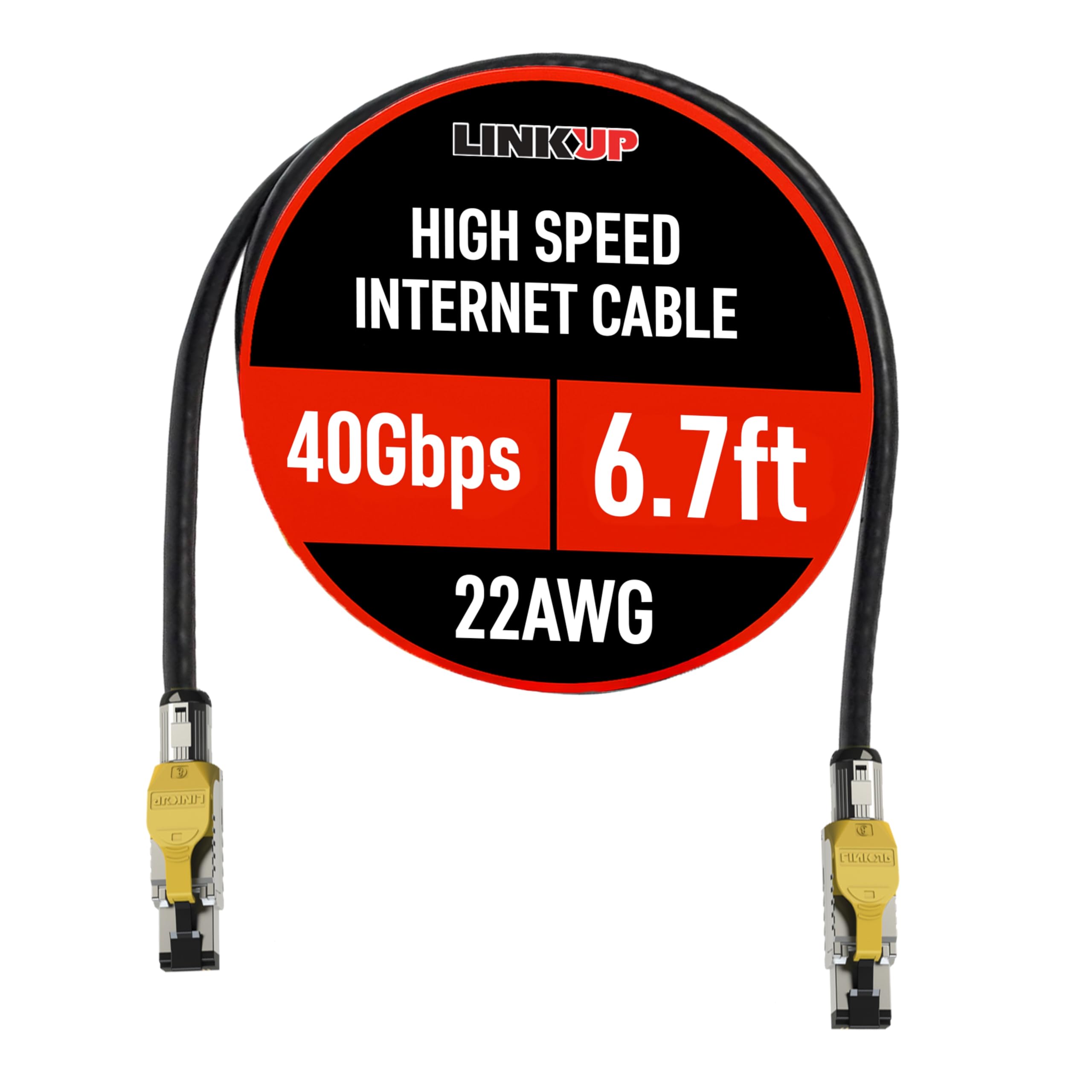 LINKUP - [GHMT & DSX8000 Certified Cat8 Ethernet Patch Cable S/FTP 22AWG Double Shielded Solid Cable | 2000MHz 2GHz 40Gbps | 5th-Gen Ethernet LAN Network 40G Structure Wires |Black| 2 M (6.7ft)