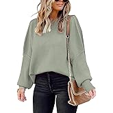Womens Sweaters Causal Crewneck Batwing Sleeve Knit Top Side Split Oversized Pullover Sweater Loose Jumper