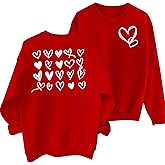 Valentines Sweatshirts for Women Love Heart Graphic Sweatshirt Valentine's Long Sleeve Pullover Tops