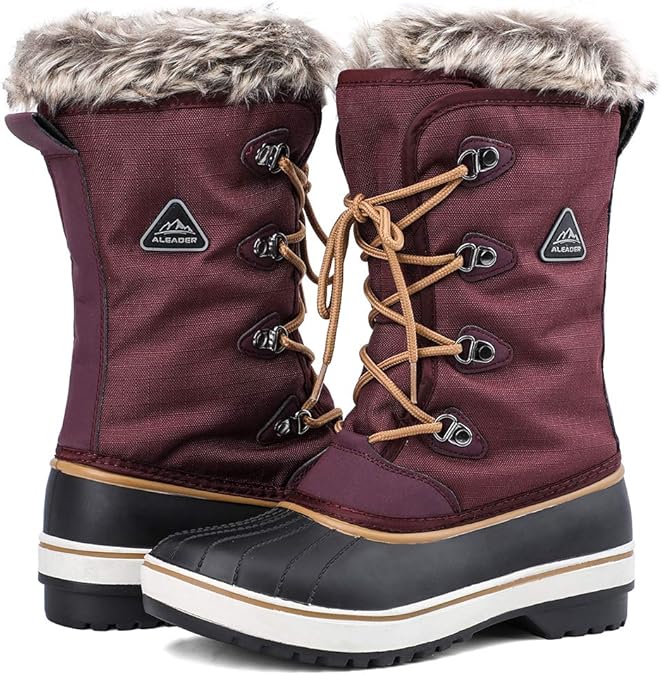ALEADER Warm Ankle Boots Womens, Winter Snow Boots for
