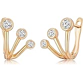 YOIHUR Glod Triple Huggie Illusion Claw Stud Earrings for Women, Multiple Huggie Hoop Earrings for One Hole, 14k Rose Gold Plated Drop Earrings for Women Trendy Jewellery Valentine's Day Gifts