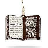 Bible Verse & Jesus Book Wooden Ornament – Christian Christmas Tree Decoration with Jesus Christ & 1 John 2:1-2 Scripture – Religious Faith Ornament & Inspirational Gift