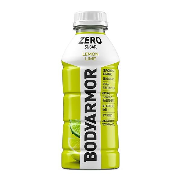 BODYARMOR ZERO SUGAR LEMON LIME ELECTROLYTE DRINK, NATURAL FLAVORS, 16 FL OZ BOTTLES (12 PACK), B VITAMINS & ANTIOXIDANTS SUGAR FREE HYDRATION