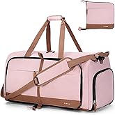 Lekesky Foldable Travel Duffel Bag for Women, 80L Large Duffle Bag with Separate Shoes Compartments & Straps, Carry On Weekend Bag for Women, Hospital, Overnight(Pink)