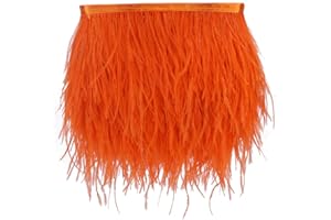AMZTKDIY Ostrich Feathers Sewing Fringe Trim Ribbon for Crafts Clothes Accessories Latin Wedding Dress DIY 2 Yards 4-6inch Width (5 Yards, Orange Red)