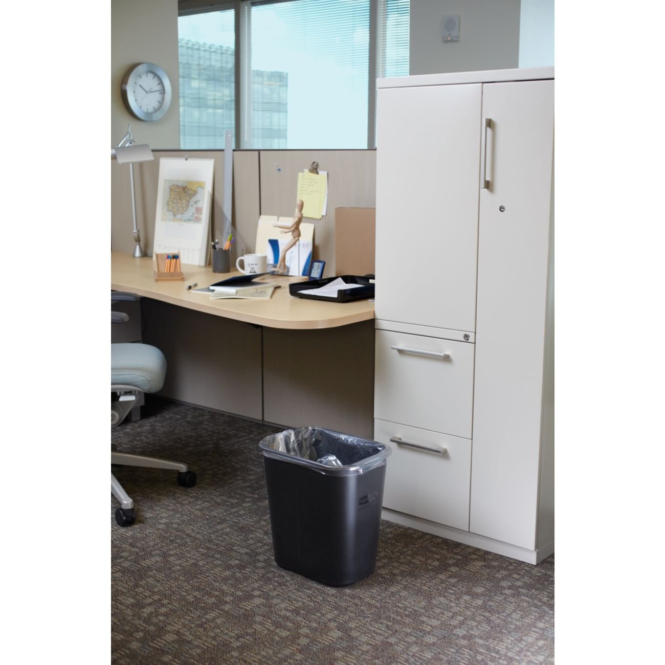 Rubbermaid Commercial Products Plastic Rubbish Bin 13 L Grey, for Bathroom Office or Bedroom, Fits Under Desk - Image 5