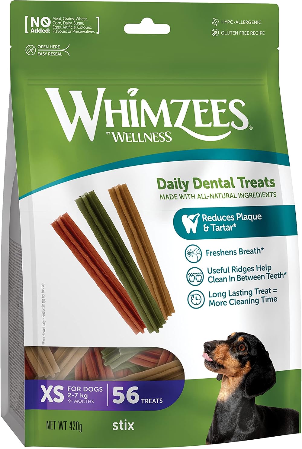 WHIMZEES Stix XS 56 Pieces Dog Dental Sticks Extra Small, Natural Grain Free