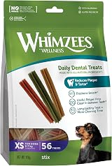 WHIMZEES Stix XS 56 Pieces Dog Dental Sticks Extra Small, Natural Grain Free