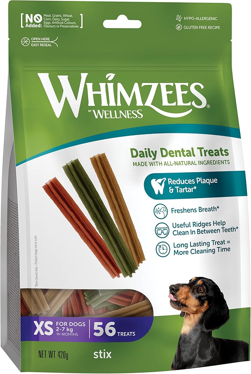 WHIMZEES Stix XS 56 Pieces Dog Dental Sticks Extra Small, Natural Grain Free