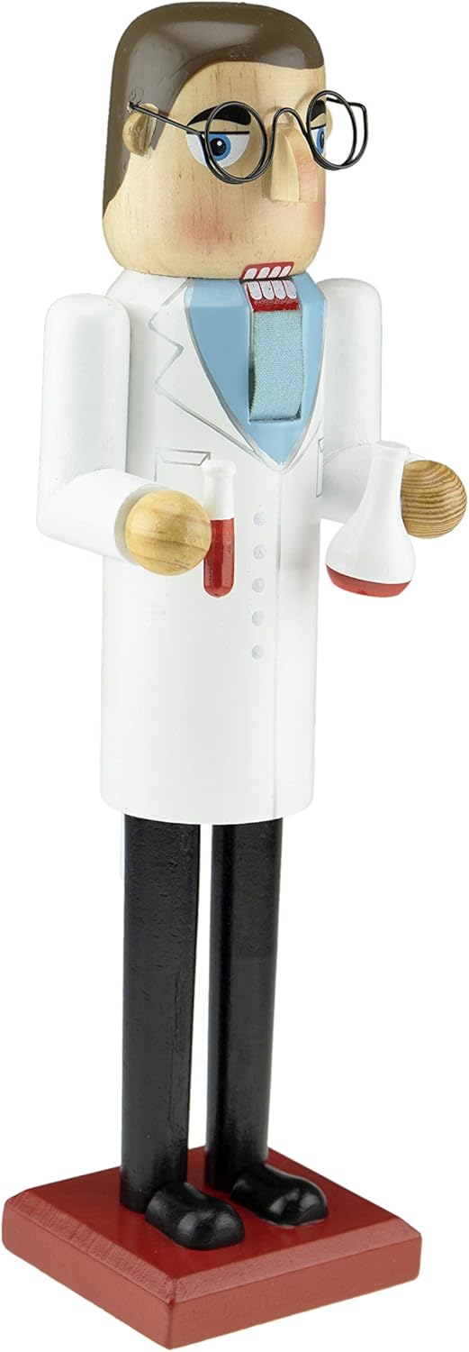 Nutcrackers - Clever Creations Scientist 14 Inch Traditional Wooden Nutcracker, Festive Christmas Décor for Shelves and Tables