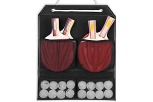 VISEMAN Ping Pong Storage Rack, Table Tennis Racket Holder Wall Mount Organizer for 4 Paddles and Balls