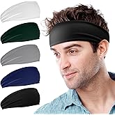 Sweatbands Sports Headband for Men & Women, Moisture Wicking Hairband Athletic Towel Headbands Cotton Head Sweat Bands for Running, Cycling, Yoga, Spa