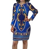 Women's Bodycon Dashiki African Midi Dresses Bohemian Vintage Club Dress with Pocket
