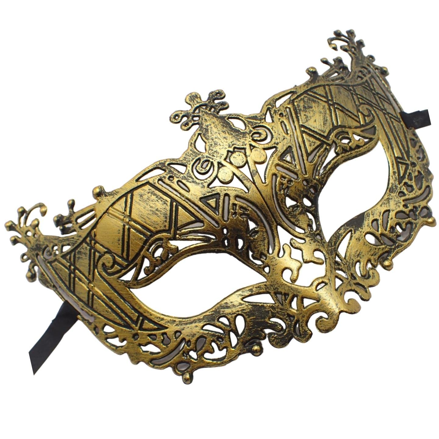 Topkids Accessories Masquerade Mask For Women and Men, Venetian Mask Halloween Mask, Masks for Masquerade Ball, Fancy Dress Adult, Cosplay accessories (Matt Gold Metal Effect) — image 1