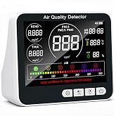 10-in-1 Air Quality Monitor Indoor, PM1.0 PM2.5 PM10 Monitor with HCHO TVOC Temperature Humidity Sensor, Large Display Air Quality Tester with AQI Alert for Home Bedroom Office