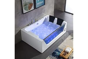 DECORAPORT 71 Inch 2 Person Air Bubble Infusion Whirlpool Bathtub with Control Panel,Air jets with Light, USB for Speaker (D-DK-Q411)