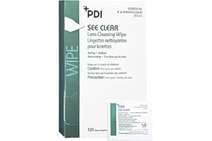 PDI See Clear Lens Cleaning Wipes, Non-Streaking & Anti-Static for Glasses, Eyeglasses, Loupes & Safety Eyewear, 1 Box of 120 Individually Wrapped Packets, Large 6" x 5"