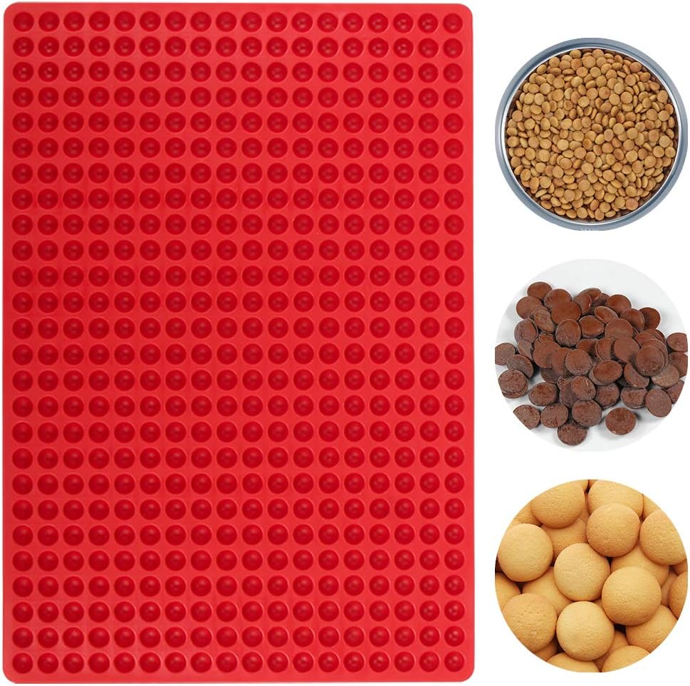 Webake Silicone Baking Mat Dog Biscuits Mould 1.2 cm Chocolate Moulds Hemisphere Baking Mould with Nubs 468 Cavity Dog Food Mold for Dog Biscuits Dog Treats
