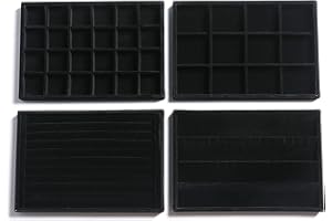 Frebeauty Stackable Velvet Jewelry Organizer Trays for Drawers Inserts Jewelry Storage Tray Display Case, Stud Earrings Brace