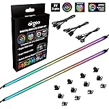 Tira LED RGB para PC de NEON direccionable, Airgoo 2 x 15,7 pulgadas WS2812B RGBIC Rainbow magnética ARGB para 5 V 3 pines Au