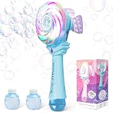 Britik Bubble Wands for Kid 4-8, Windmill Light Up Automatic Bubble Machine | Rechargeable, 2 Bubble Solution, Outdoor Party Birthday Toys for Kids, Gift for 3 4 5 6 7 8 Year Old Girls, Blue