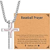 EPIRORA Soccer Baseball Basketball Football Gifts for Boys Men- 20" + 2" Inches Stainless Steel Bible Verse Cross Pendant Necklace, Inspirational Religious Jewelry Gifts for Teen Boy