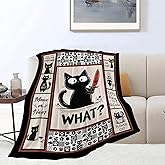 Cat Blanket, Black Cat Throw Blanket, Funny Cats Gifts Blankets Stuff Fleece Flannel Plush for Girls Women Men Boys Lovers Adults Soft Bedding Gift for Sofa Bed Office Home Decor 40"X50"