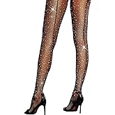 LUCKELF Sexy Back Seam Pantyhose Sparkle Rhinestone Fishnets Tights for Women