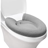 Toilet Seat Cover with Snaps Fixed,Thick Warmer,Machine Washable(grey) | soft thicker warm,easy to install,stretchable,non slip pad,stay in place,universal size,fit most toilet,reusable portable