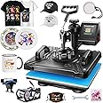 WHUBEFY Heat Press,5 in 1 Tshirt Printing Machine 15"x12" Digital Industrial Heat Transfer Machine,Sublimation Heat Press Machine for T Shirts/Mug/Cap/Plate/DIY