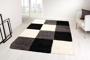 Taracarpet Shaggy Hochflor Langflor Teppich Trend Schwarz Weiss