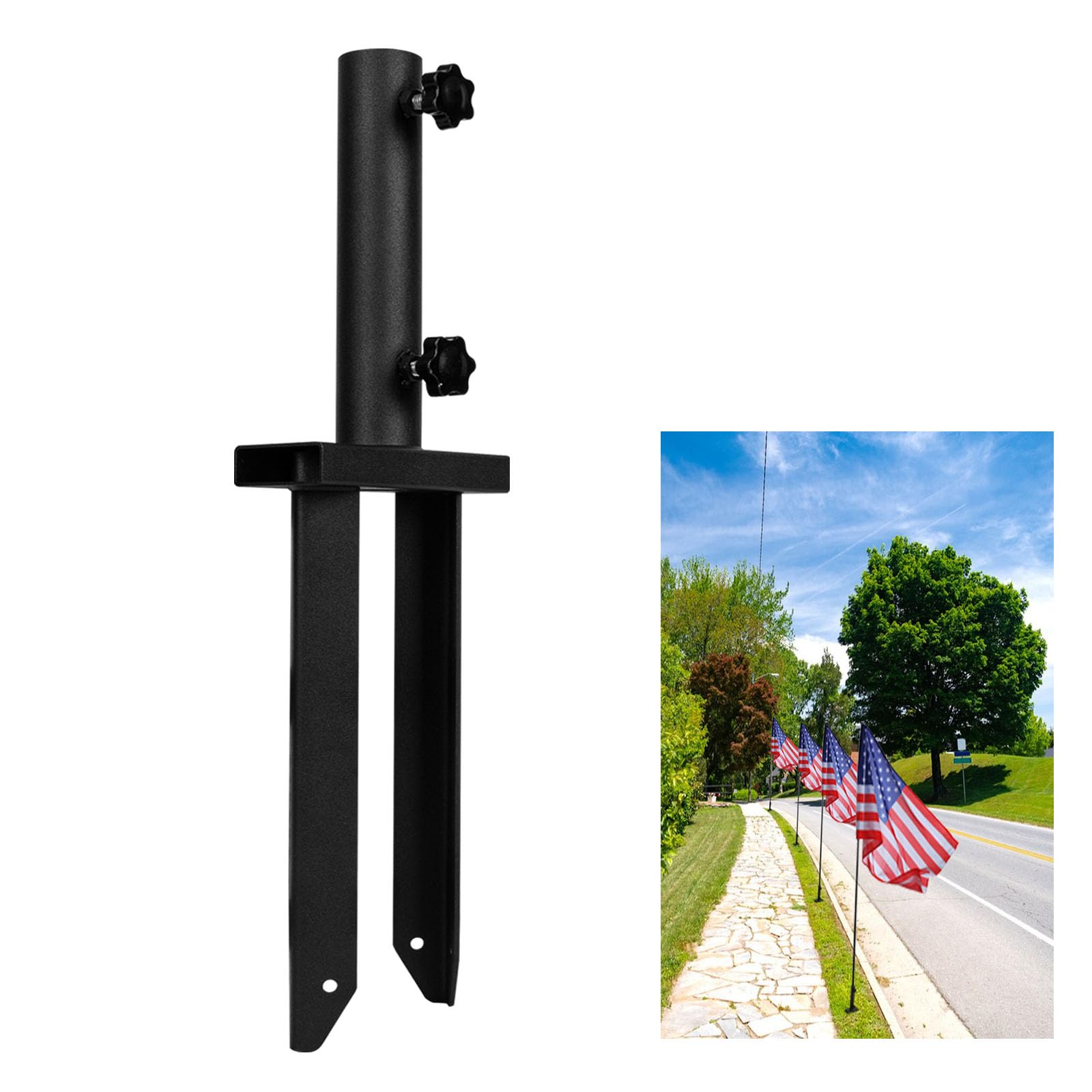 VANROUG Flag Spike Ground Stake,Ground Spike Holder Metal Stakes for Ground, Feather Flag Base, Universal Light Stakes