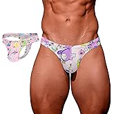 YLCZY Cute Cartoon Thongs High Cross Men's G String Sexy Low Rise Graffiti Print Underwear