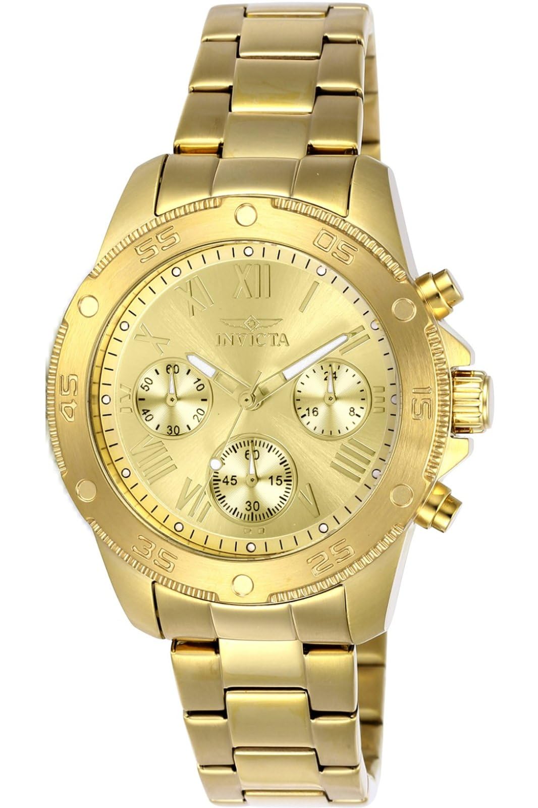 Invicta Wildflower 21731 Women's Watch - Waterproof - Analogue - Quartz Movement - stainless steel with gold dial - 38mm
