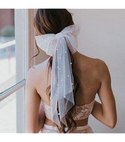 Nœud à Cheveux Pour Enterrement De Vie De Jeune Fille - Pinces à Cheveux En Perles Pour Bal De Fin D'année, Décorations De Fête De Mariage Pour Demoiselle D' Honneur - Voile Avec