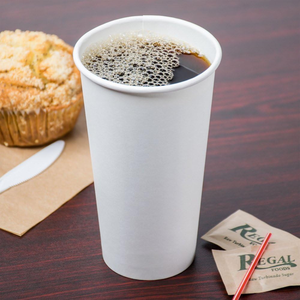 20 oz Paper Cups, Hot Drink Cups, White - 50 Count, Great For Coffee, Tea, And Hot Cocoa