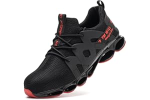 Kezhiho Steel Toe Shoes for Men Women Cushion Comfortable Work Shoes Lightweight Breathable Sneakers Slip Resistant Indestructible Construction Industrial Safety Shoes