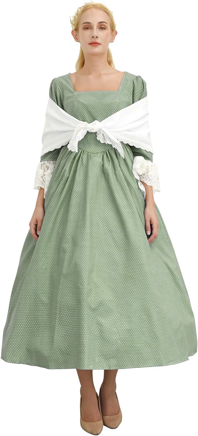 SHANSHAN Prairie Dress Colonial Floral Dress,Womens American Pioneer Costume Dress 1800s Dress