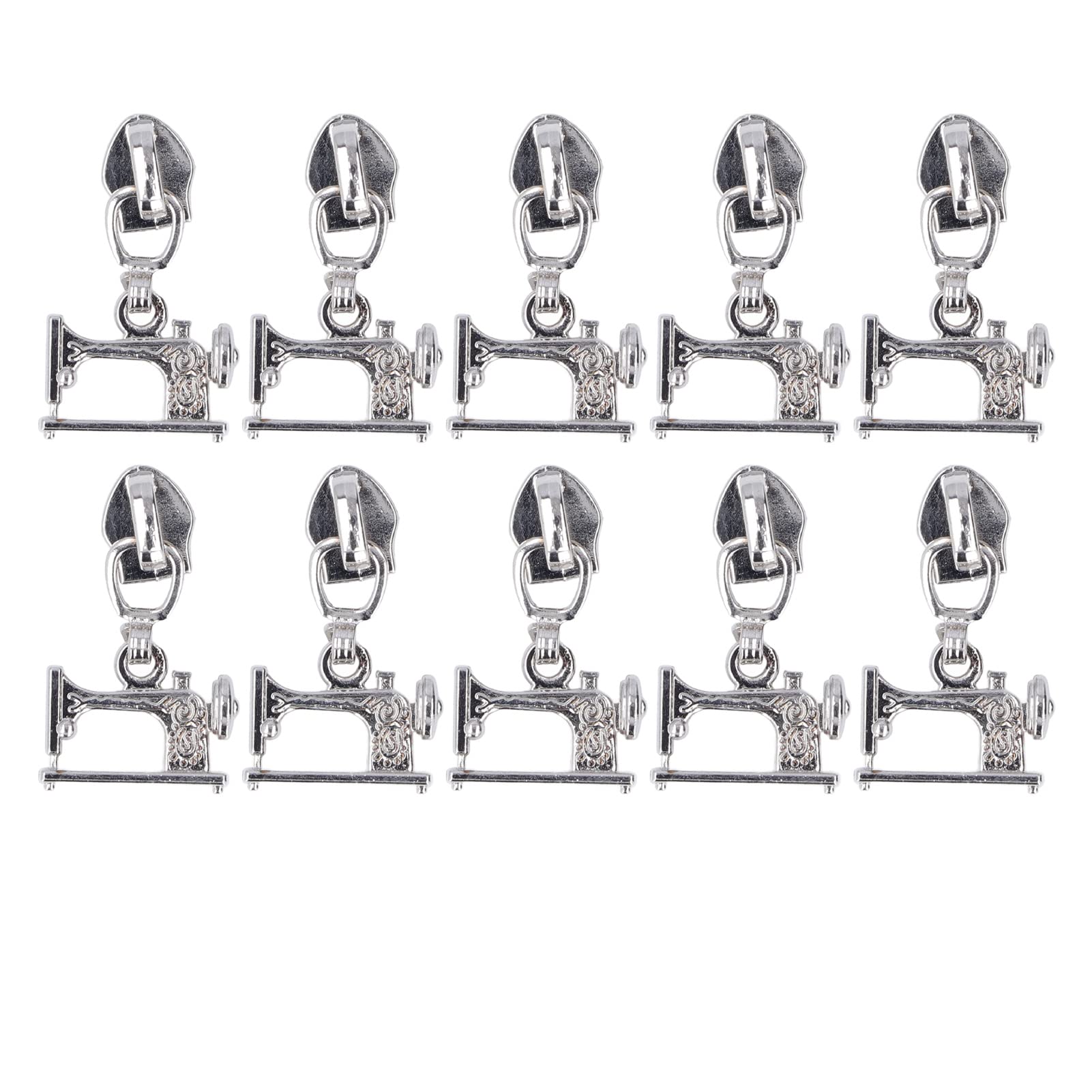 TOPINCN Zipper Pull 10 Pcs Metal Bag Zipper Pulls Zipper Head Machine Suitcases Sliders Sewing Machine Zipper Puller Zipper Tag Zippers (White)
